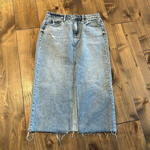 Hidden Los Angeles Denim Skirt Raw Hem Midi Length Size Large